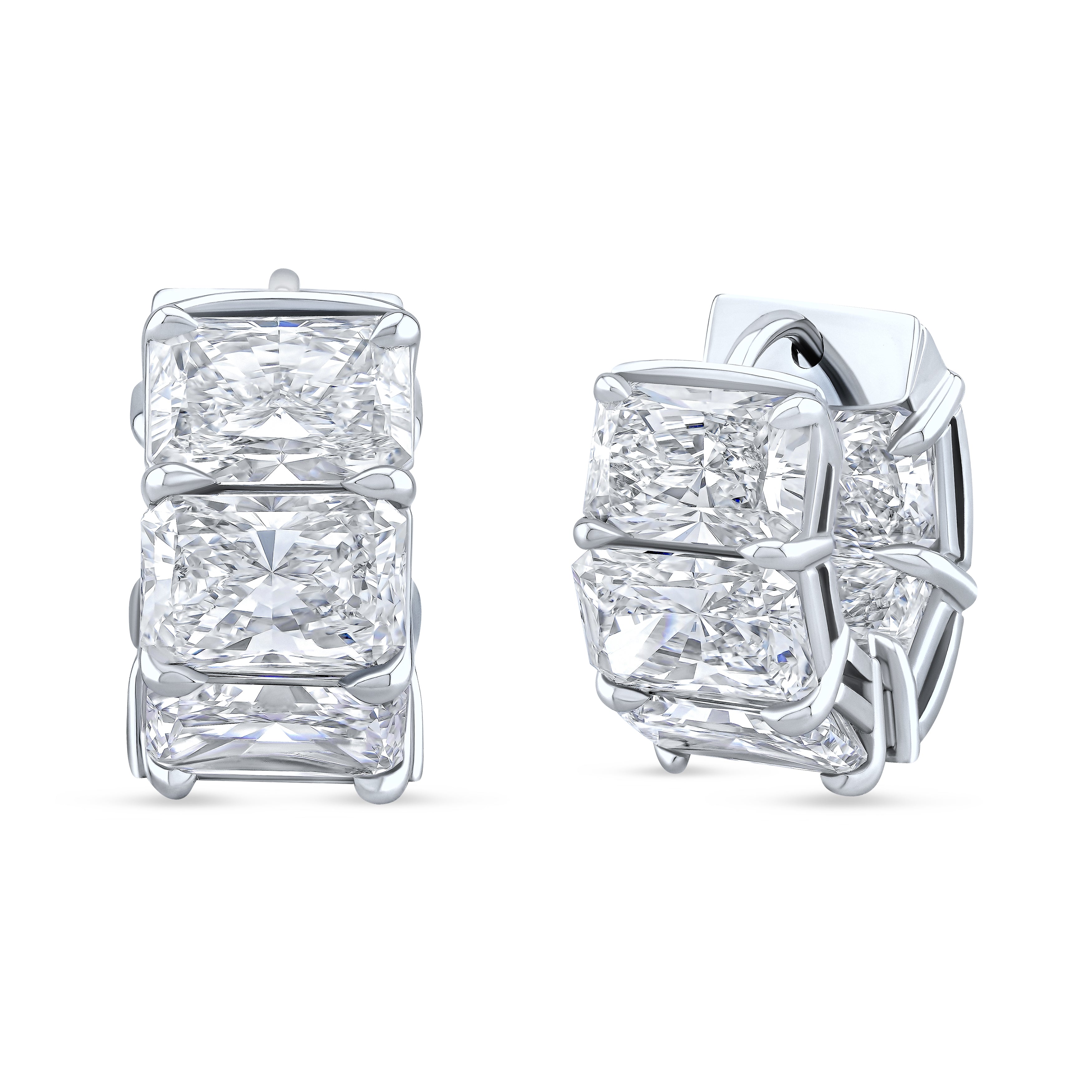 Radiant-Cut Diamond Hoop Earrings in 18K White Gold - Jackson Hole Jewelry Company