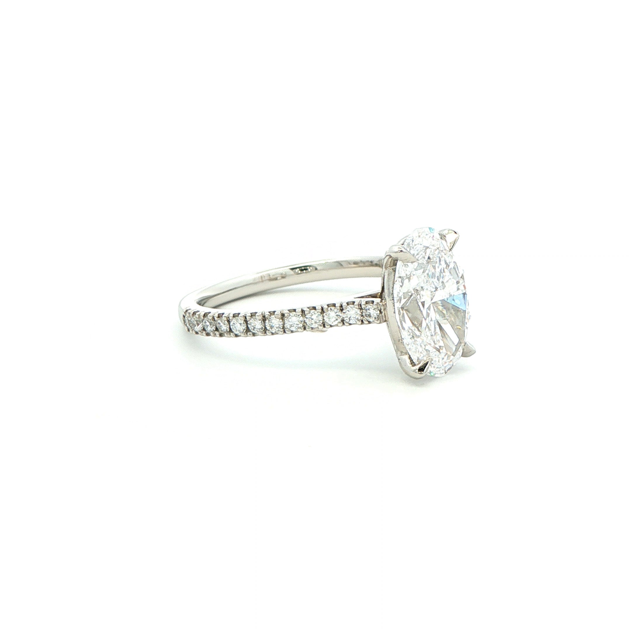 Platinum Oval Diamond Pavé Engagement Ring in 18K White Gold - Jackson Hole Jewelry Company
