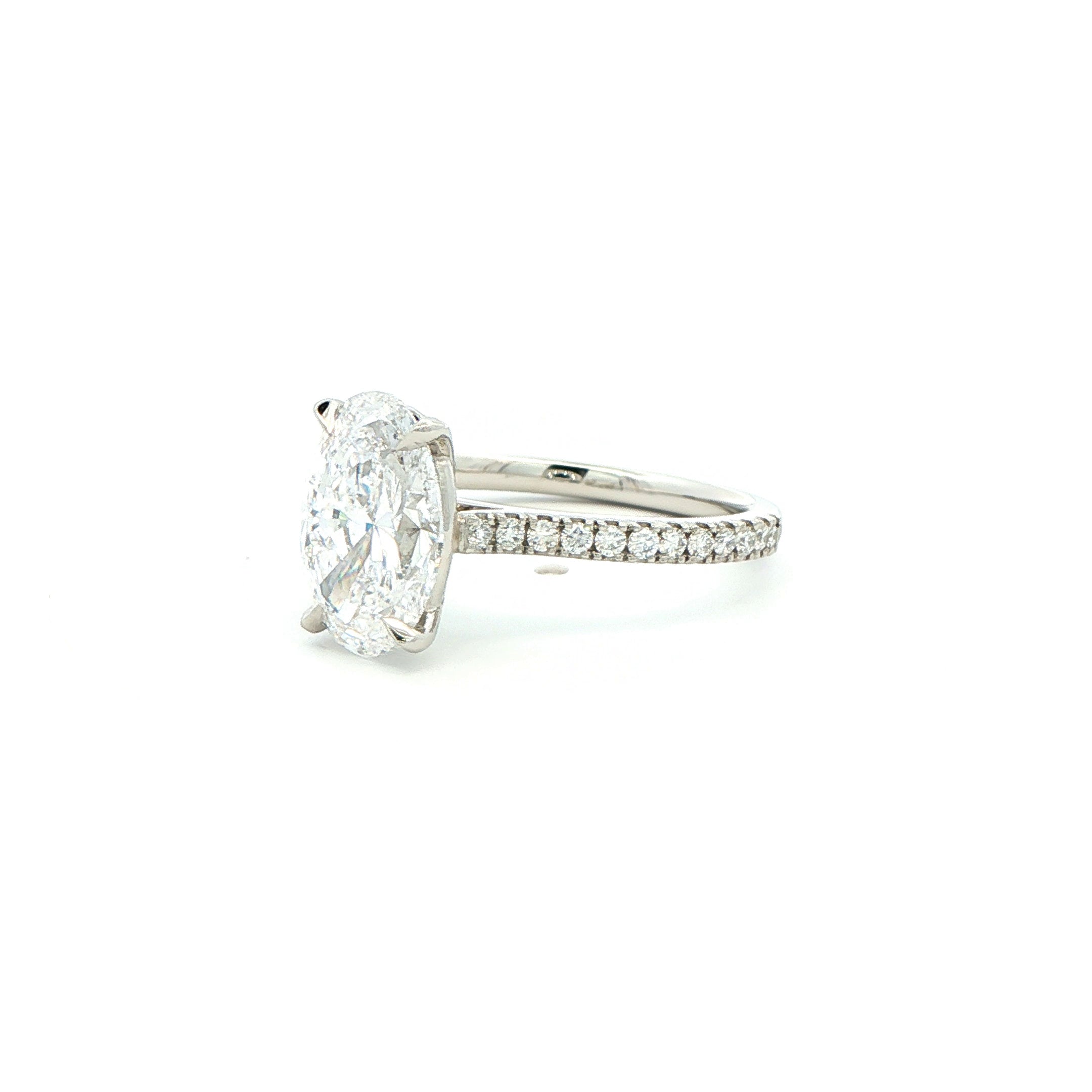 Platinum Oval Diamond Pavé Engagement Ring in 18K White Gold - Jackson Hole Jewelry Company