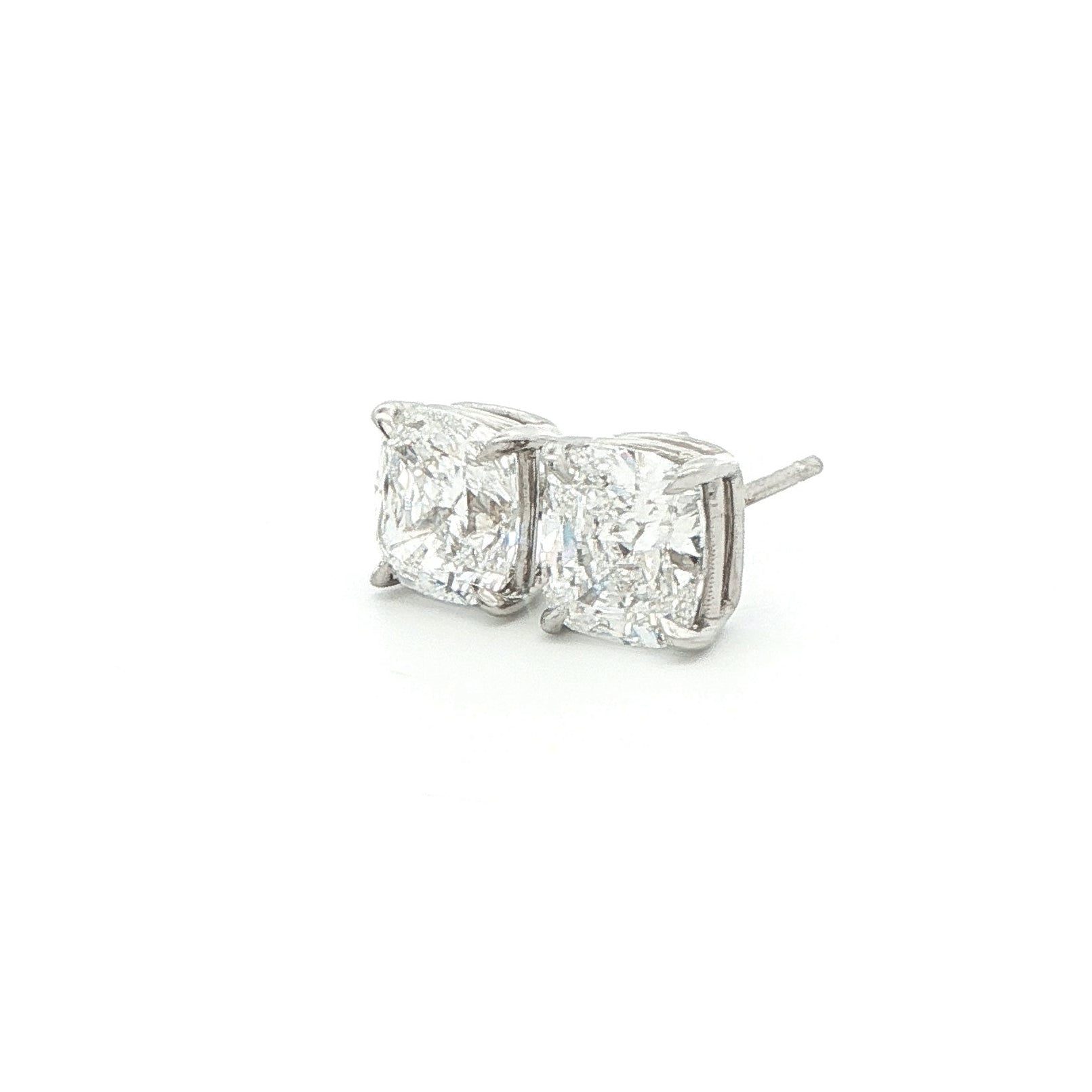 Cushion Cut Diamond Earrings in 18K White Gold - Jackson Hole Jewelry Company