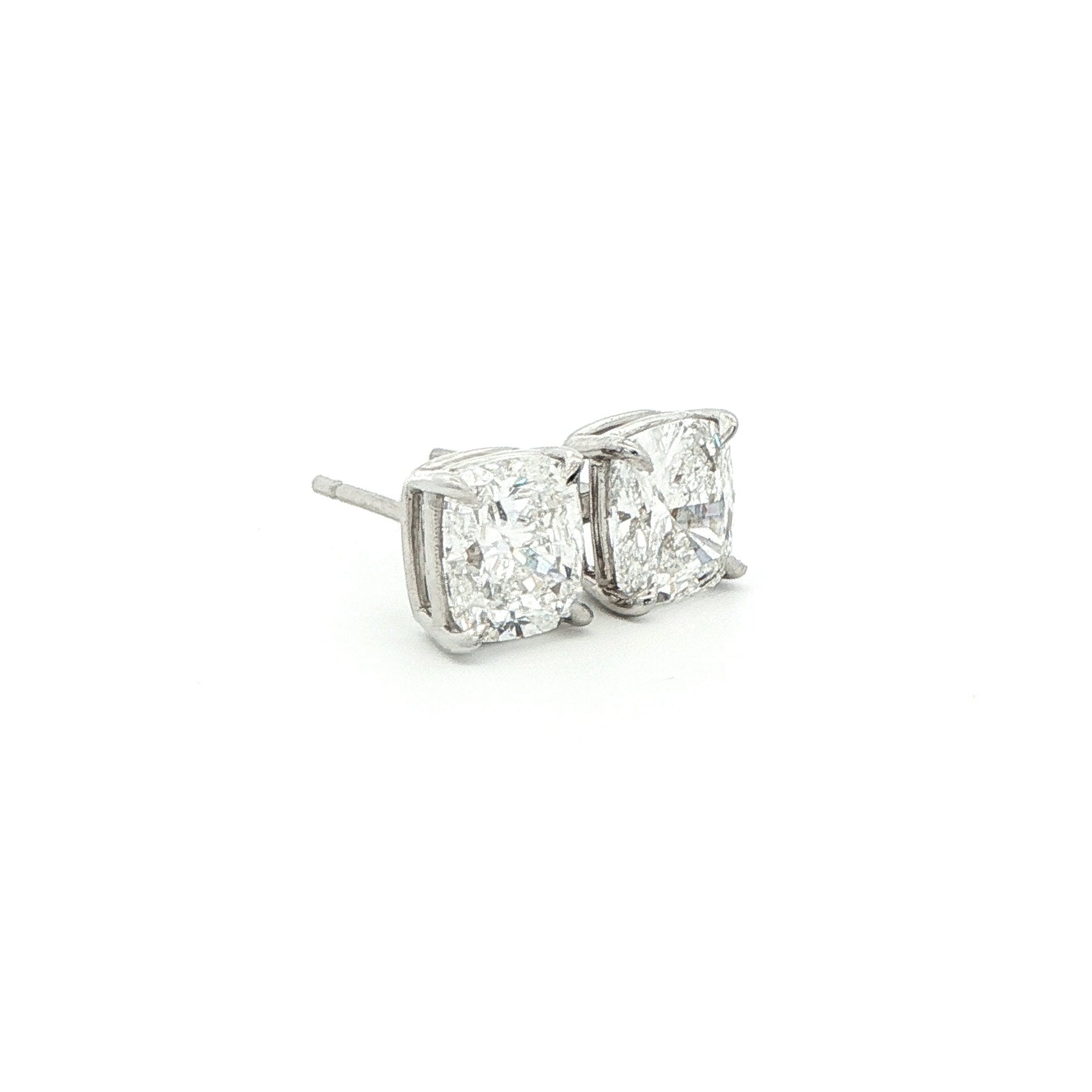 Cushion Cut Diamond Earrings in 18K White Gold - Jackson Hole Jewelry Company