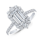 Halo Emerald Cut Diamond Ring in 18K White Gold - Jackson Hole Jewelry Company