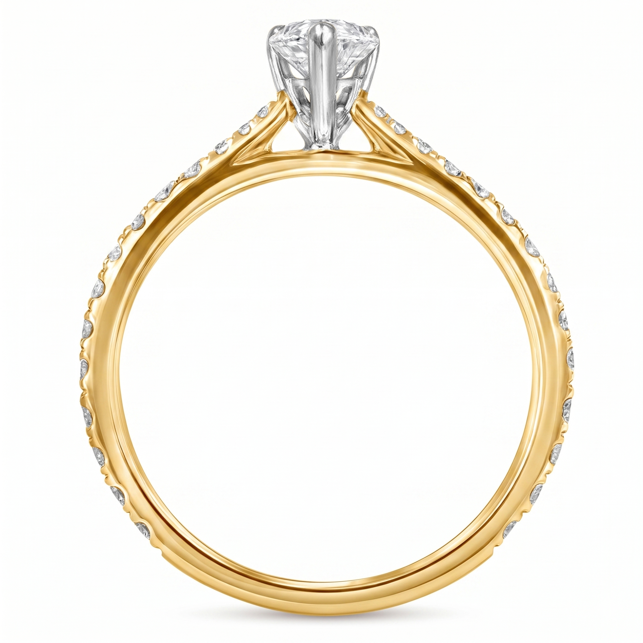 Le PeTeton Pear Diamond Solitaire Engagement Ring with Pavé Set in 18K Gold - Jackson Hole Jewelry Company