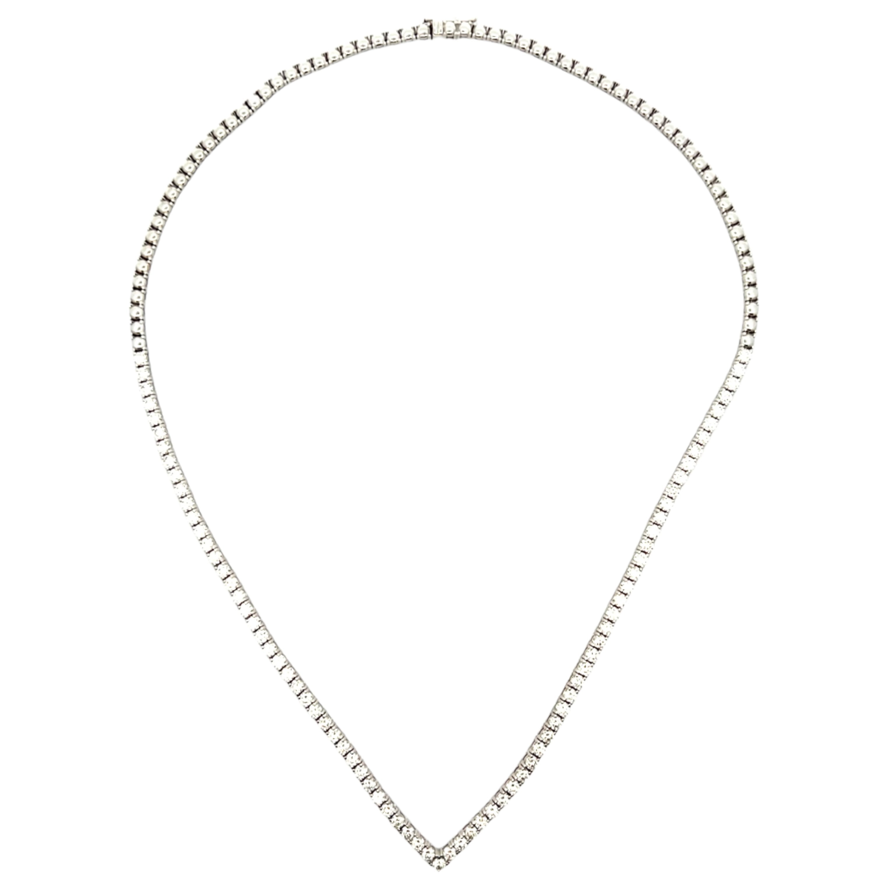 14K WHITE GOLD V SHAPE TENNIS NECKLACE - Jackson Hole Jewelry Company