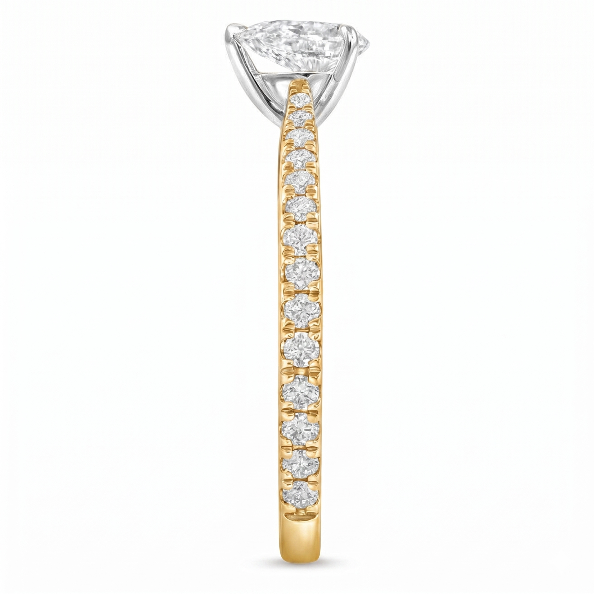 Le PeTeton Pear Diamond Solitaire Engagement Ring with Pavé Set in 18K Gold - Jackson Hole Jewelry Company