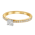 Le PeTeton Round French Cut Diamond Engagement Ring with Pavé Set in 18K Gold - Jackson Hole Jewelry Company