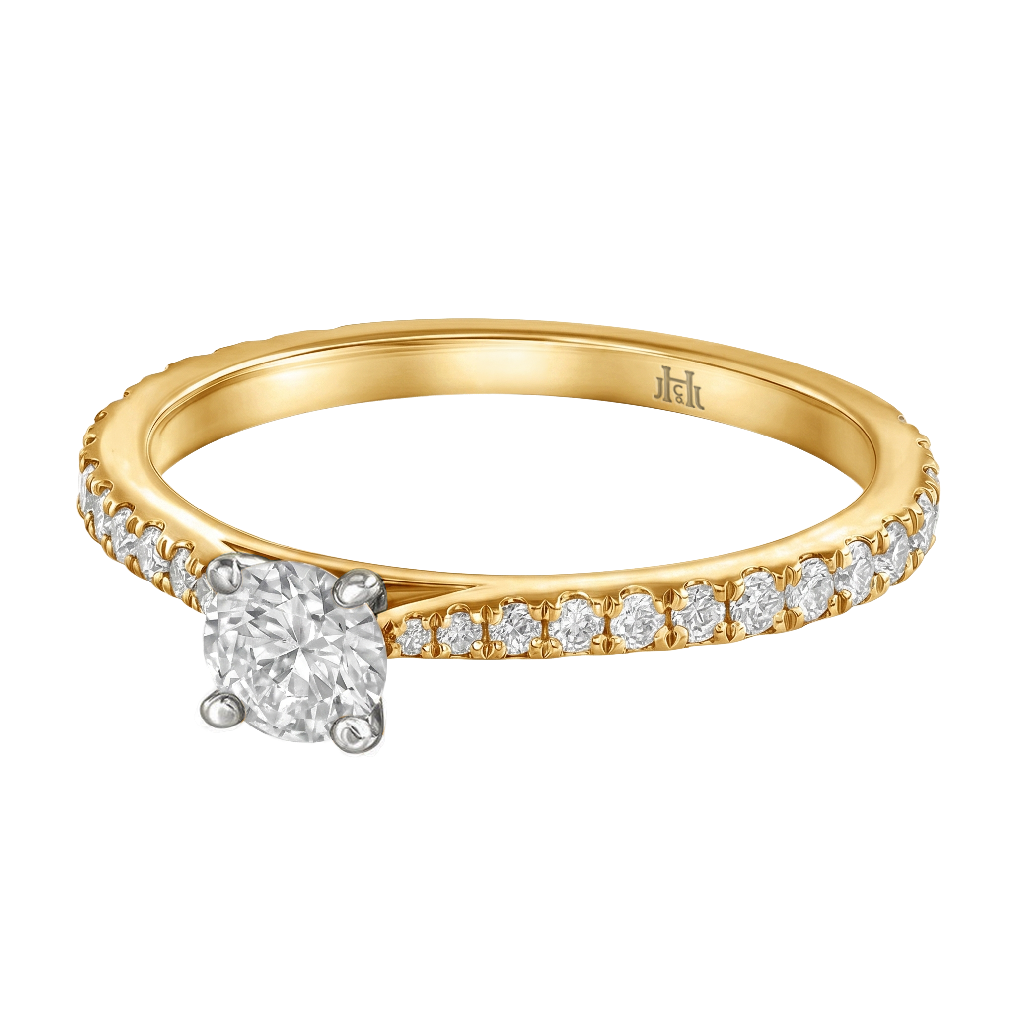 Le PeTeton Round French Cut Diamond Engagement Ring with Pavé Set in 18K Gold - Jackson Hole Jewelry Company