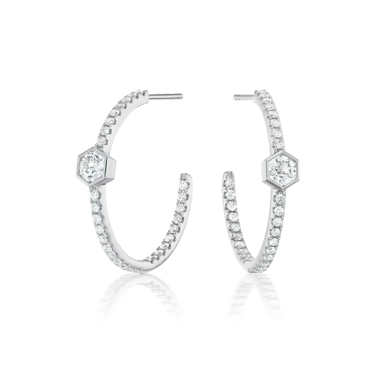 Broadway Collection 18K Gold Hoops with White Diamonds - 0.30 CT each - Jackson Hole Jewelry Company