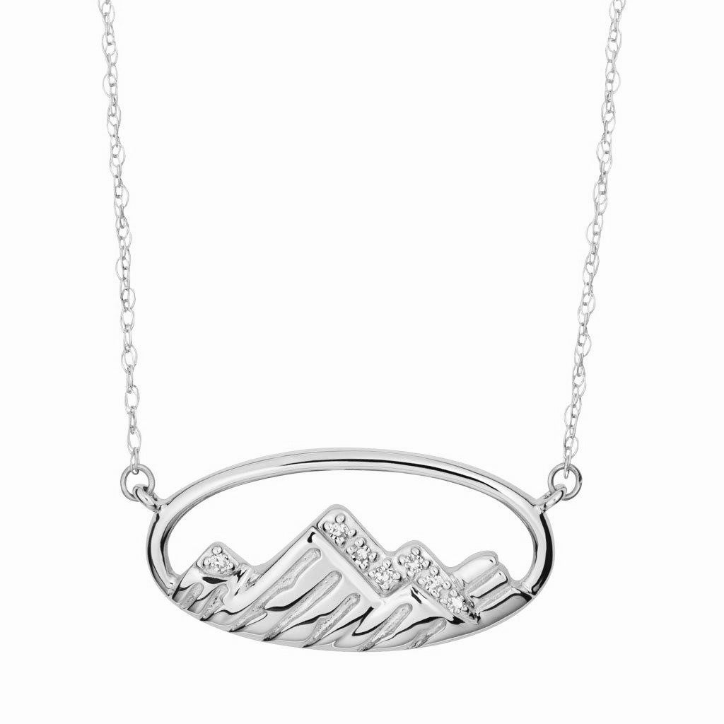 Teton Oval Carved 14K Gold Necklace with Diamonds - Jackson Hole Jewelry Company