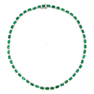 Emerald Line Necklace and Round Diamonds set in 18K White Gold - Jackson Hole Jewelry Company
