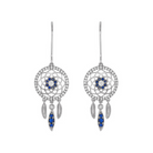 18K Gold Dreamcatcher Earrings with Diamonds and Blue Sapphires - Jackson Hole Jewelry Company