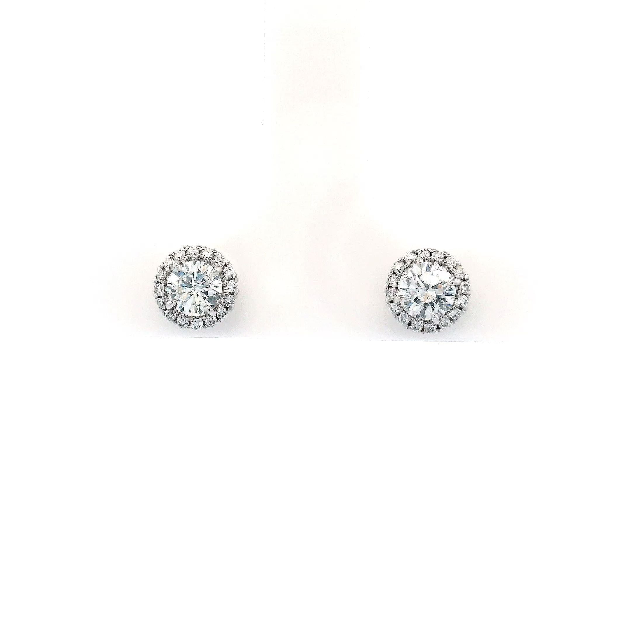 18K Round Halo Stud Earrings - Jackson Hole Jewelry Company