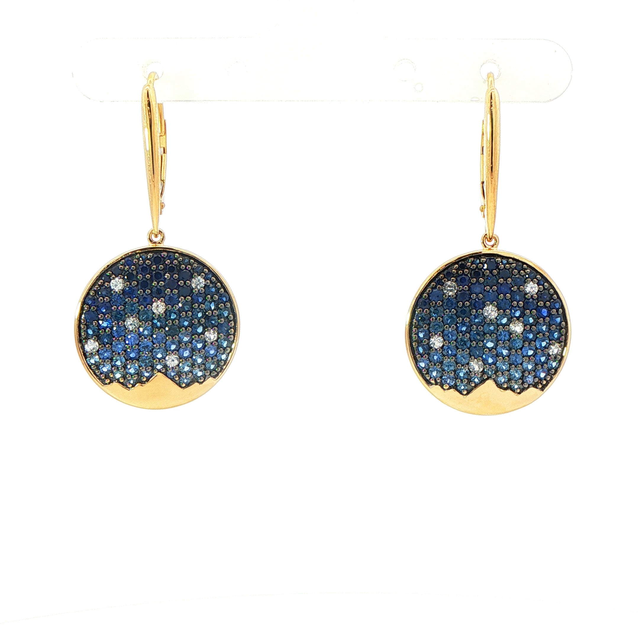 St. Jude Moonlight on the Mountains Pavé Sapphire Earrings in 18 Karat Yellow Gold 3.81 cttw - Jackson Hole Jewelry Company