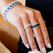 PLATINUM ETERNITY OVAL SAPPHIRE BAND WITH DIAMONDS