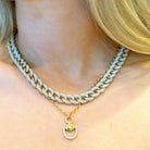 14K YELLOW GOLD PAVE LINK CHAIN NECKLACE - Jackson Hole Jewelry Company