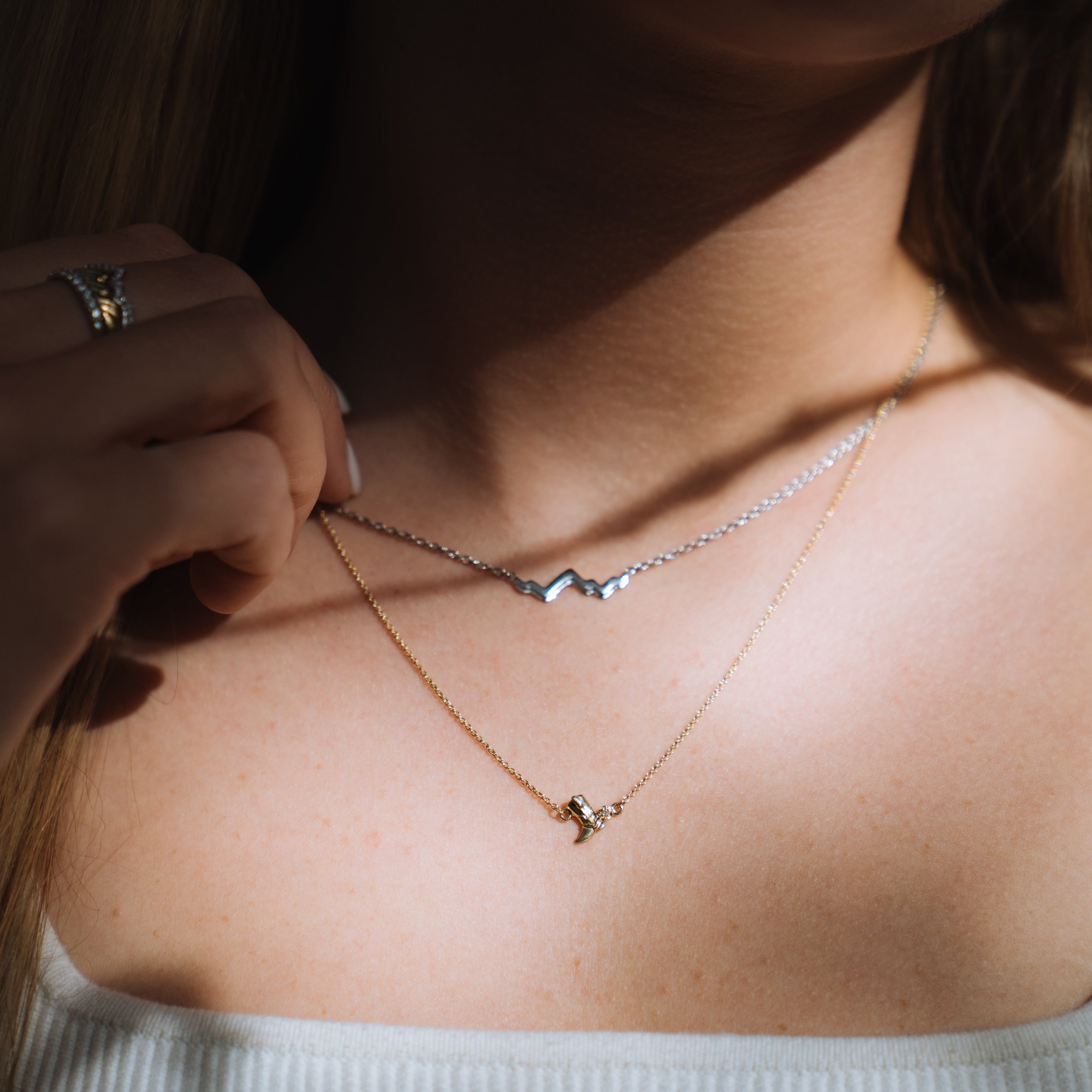 Jackson Hole Teton Peak Outline Necklace in .925 Sterling Silver