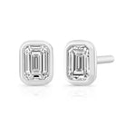 Emerald-Cut Diamond Stud Earrings in 18K White Gold - Jackson Hole Jewelry Company