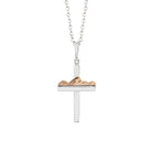 Teton Cross Necklace in Sterling Silver with 14K Solid Gold Mountain - Jackson Hole Jewelry Company