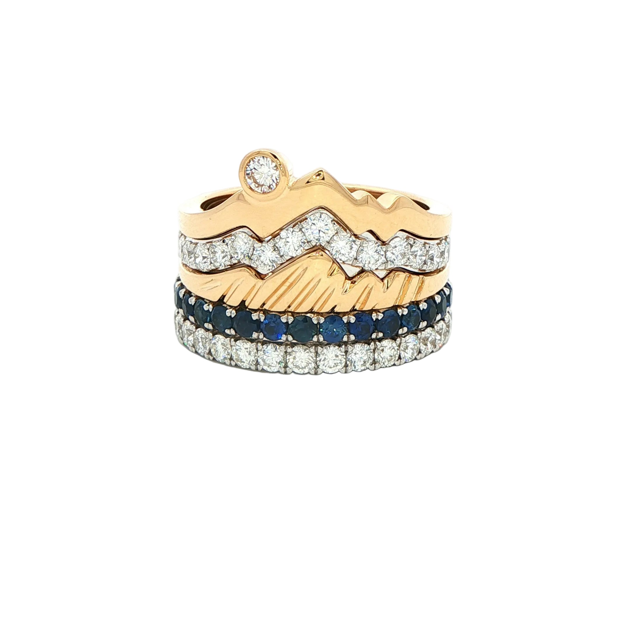 LUXE Edition - Sunset Snake River Winter Teton Stacking Ring™ (5 Ring Set) - Jackson Hole Jewelry Company