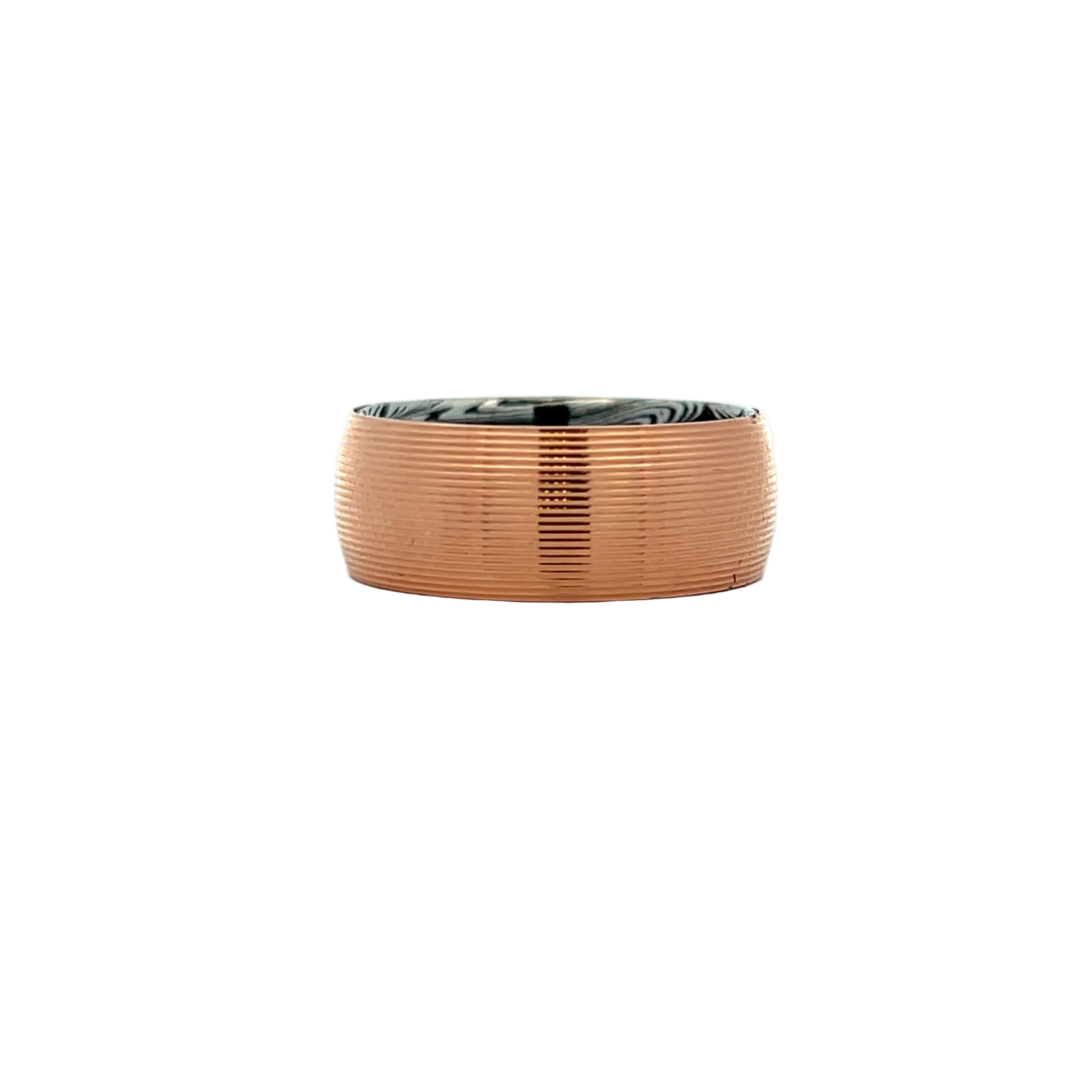 Lashbrook Men’s Rose Gold Ring with Marble Sleeve and Machine Finish - Jackson Hole Jewelry Company