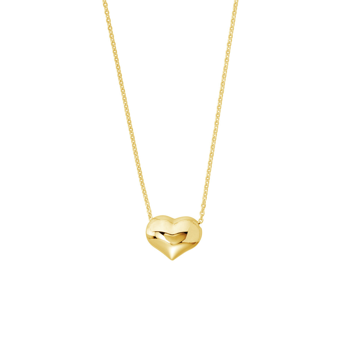 Puffed Heart Necklace in 14K Gold - Jackson Hole Jewelry Company