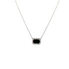 18K WHITE GOLD NATURAL GREENISH BLUE SAPPHIRE HALO NECKLACE - Jackson Hole Jewelry Company