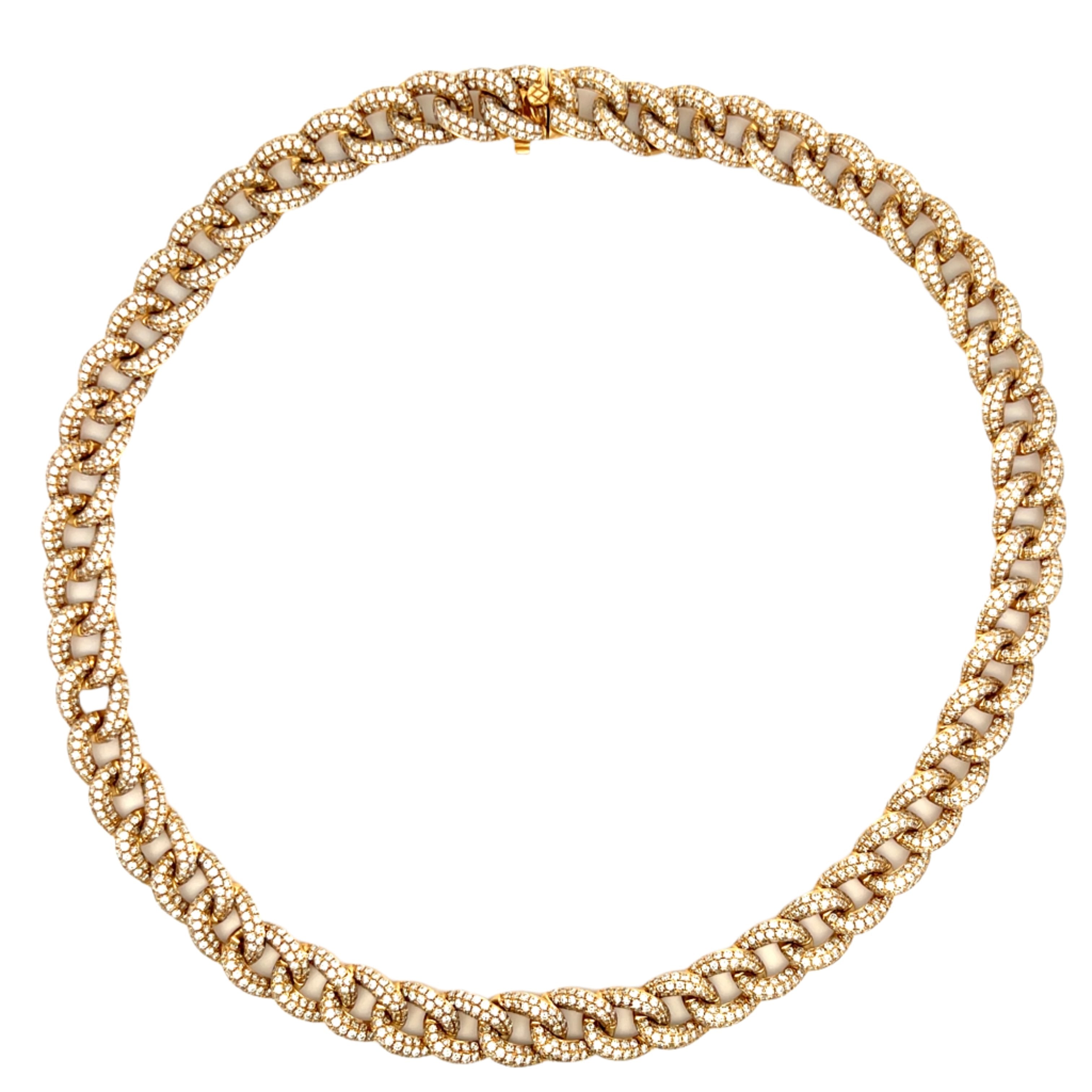 14K YELLOW GOLD PAVE LINK CHAIN NECKLACE - Jackson Hole Jewelry Company