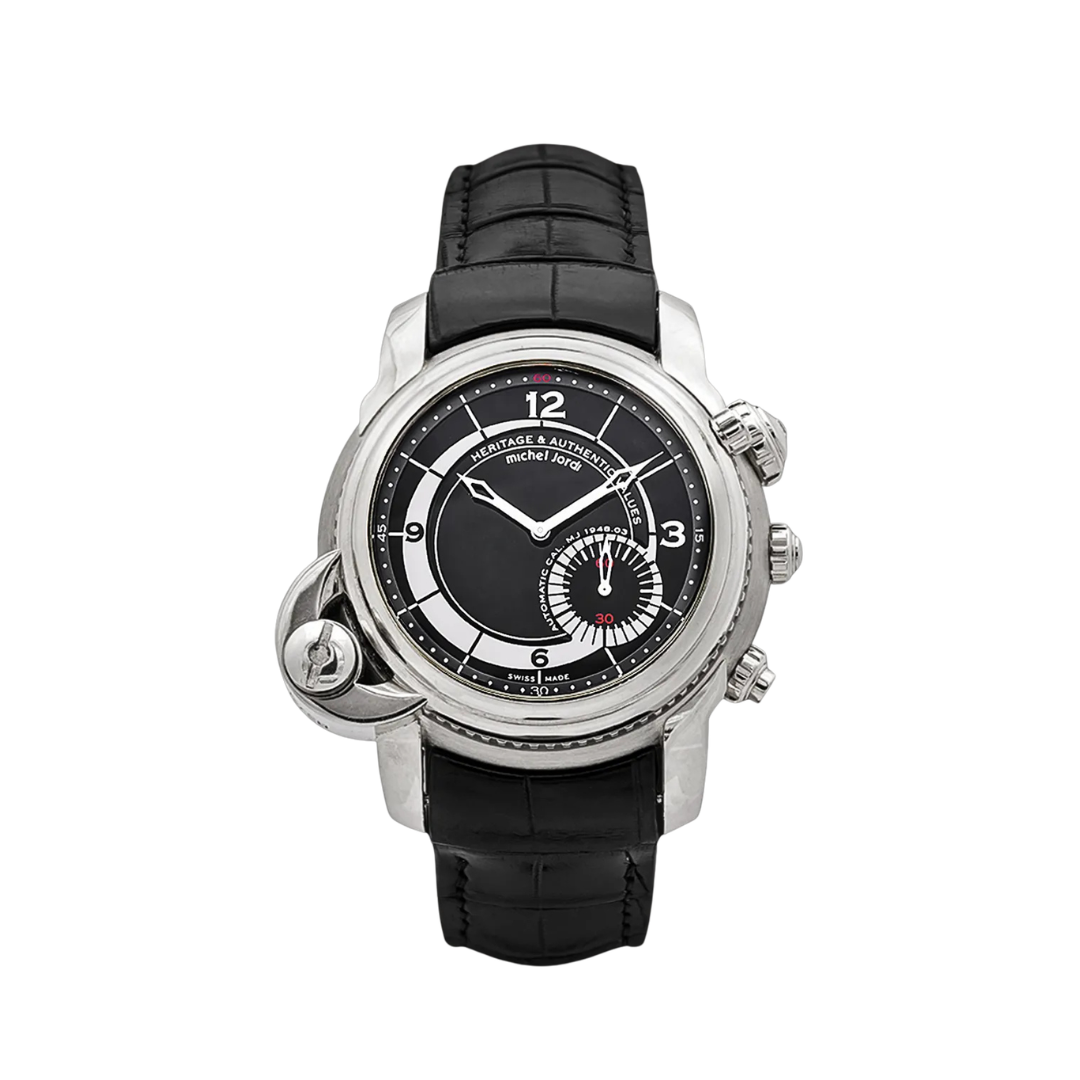 Michael Jordi – Heritage Twins with Black Dial on Alligator Leathe - Jackson Hole Jewelry Company