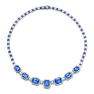 Omi Privé Blue Sapphire & Diamond Necklace in Platinum - Jackson Hole Jewelry Company