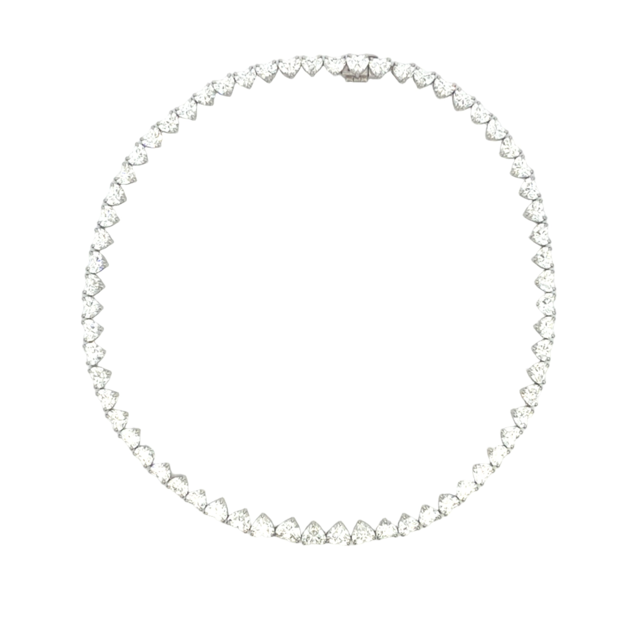 Heart-Cut Diamond Tennis Necklace with Platinum - Jackson Hole Jewelry Company
