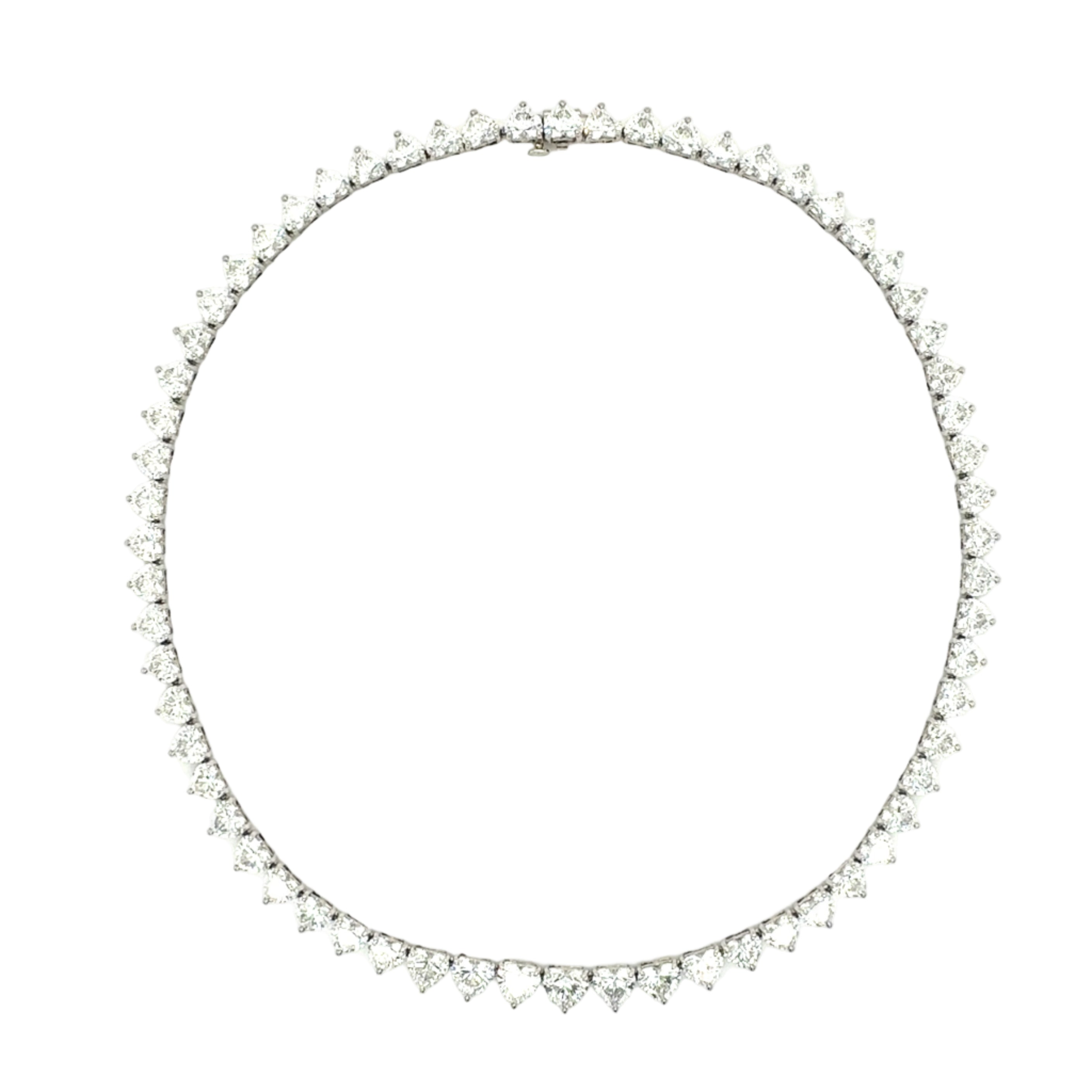 Heart-Cut Diamond Tennis Necklace with Platinum - Jackson Hole Jewelry Company
