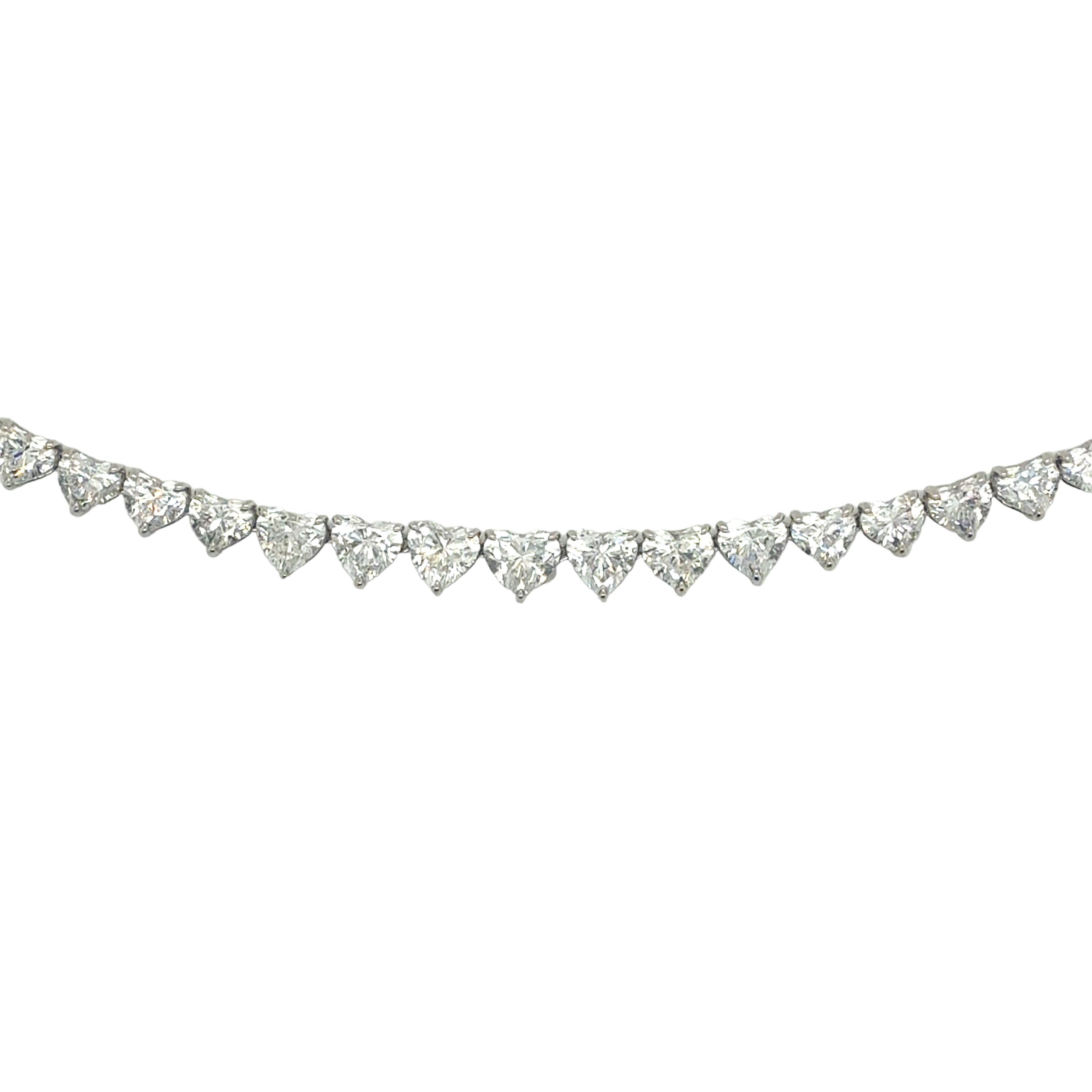 Heart-Cut Diamond Tennis Necklace with Platinum - Jackson Hole Jewelry Company