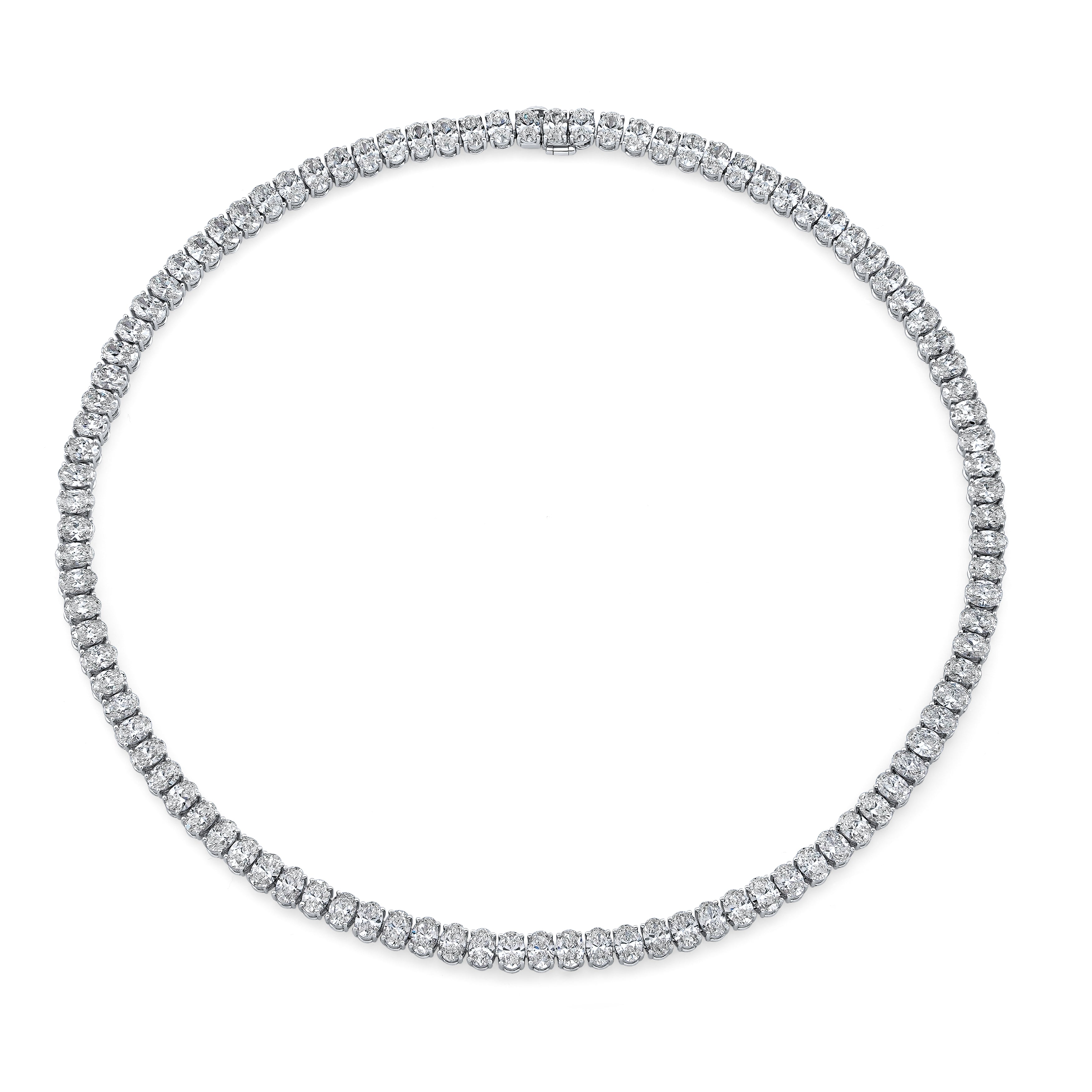 Oval Diamond Tennis Necklace in 18K White Gold - Jackson Hole Jewelry Company