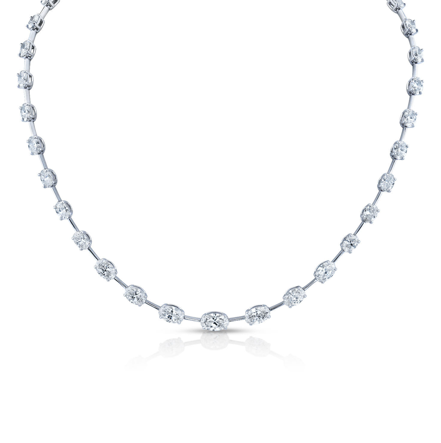 Graduated Oval Diamond Bar Necklace in Platinum - Jackson Hole Jewelry Company