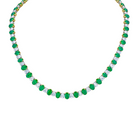 Alternating Emerald and Diamond Oval Necklace in Platinum & 18K Yellow Gold - Jackson Hole Jewelry Company