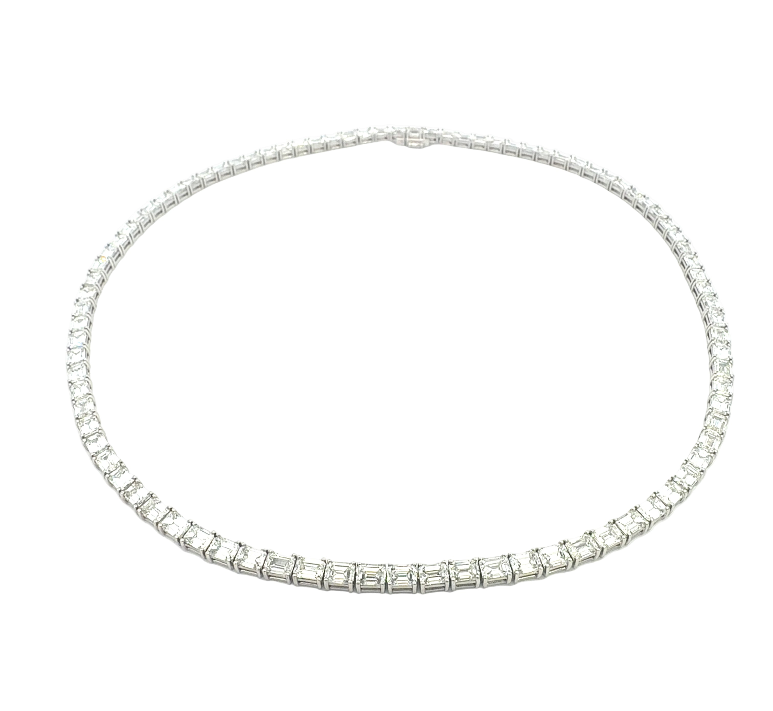 Emerald Cut Diamond Tennis Bracelet in 18K White Gold - Jackson Hole Jewelry Company