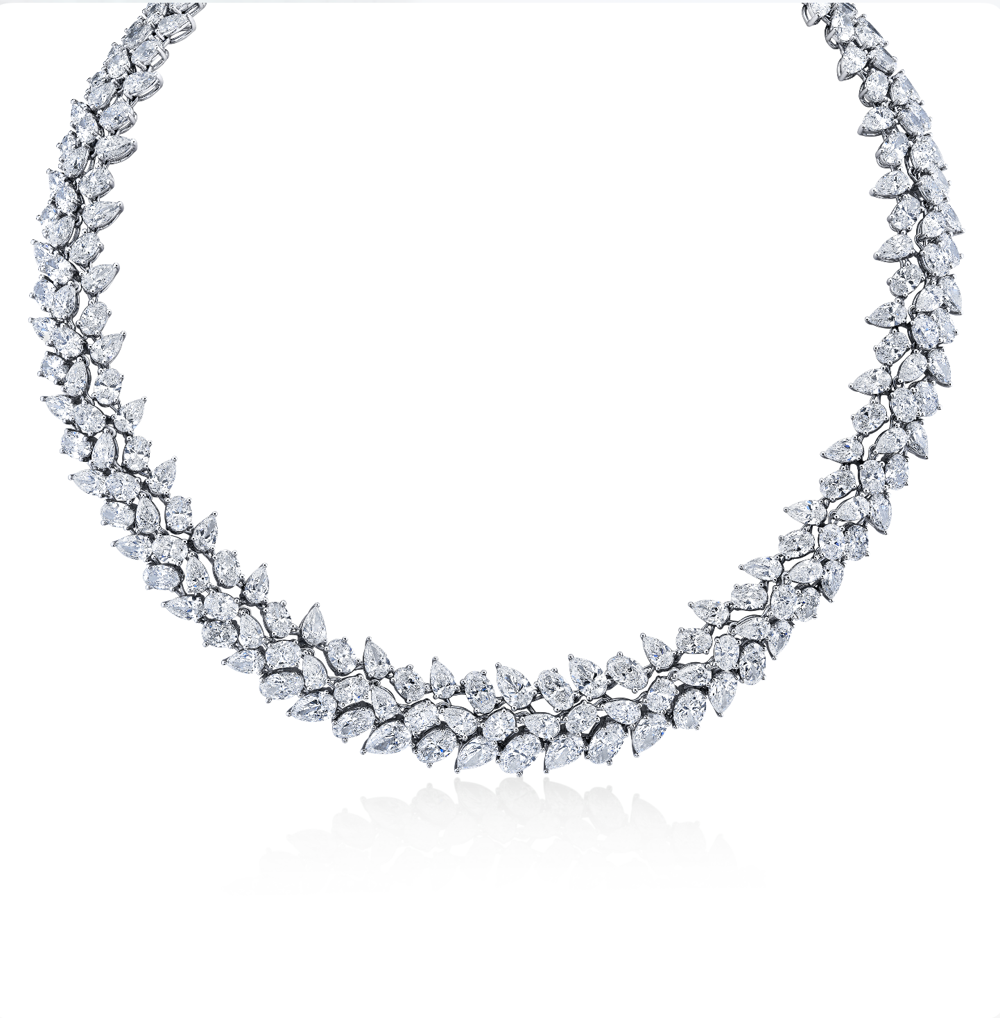 Fancy-Shape Diamond Statement Necklace in 18K White Gold - Jackson Hole Jewelry Company