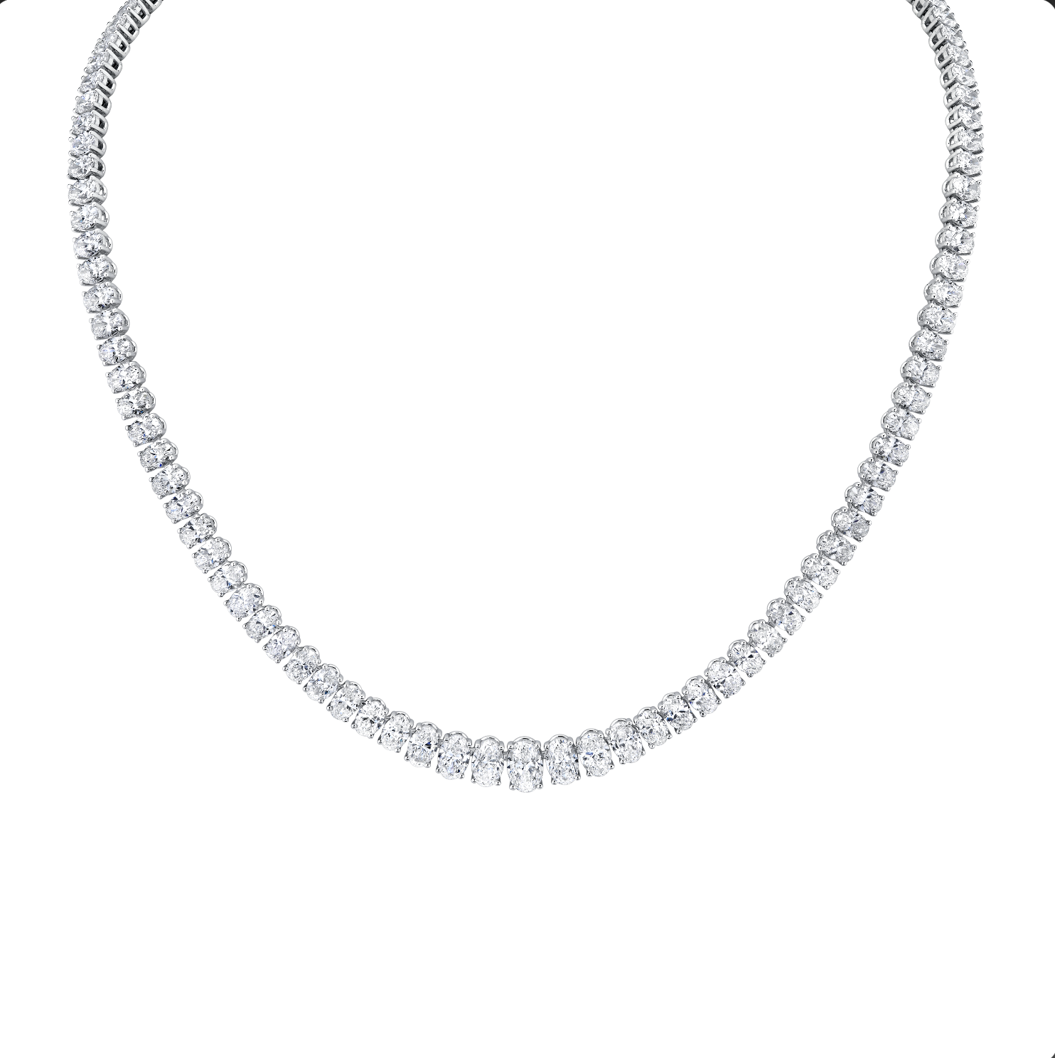 Graduated Oval Diamond Necklace in 18K White Gold - Jackson Hole Jewelry Company