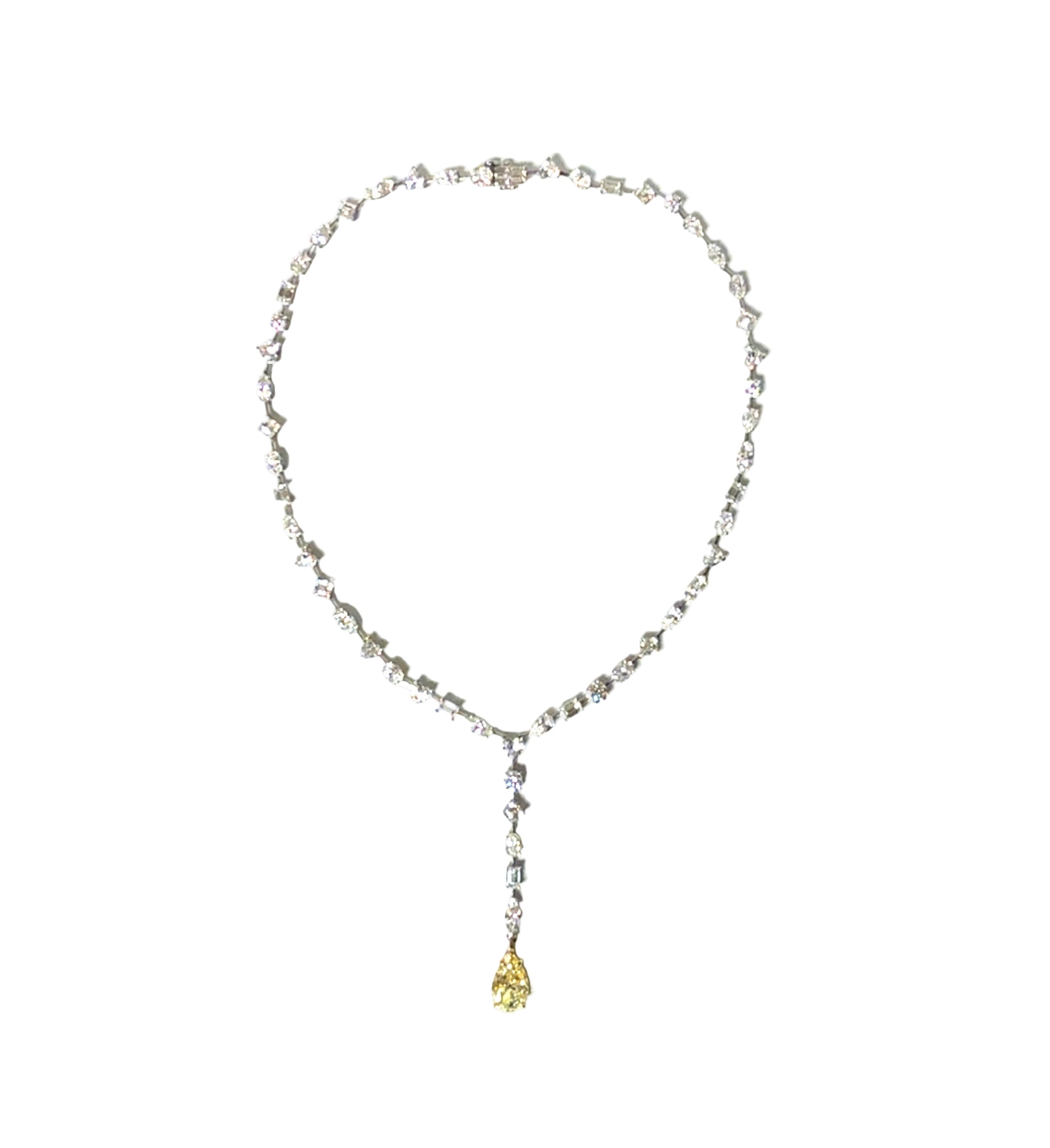 18K White & Yellow Gold Fancy Yellow and White Diamond Bar Necklace - Jackson Hole Jewelry Company