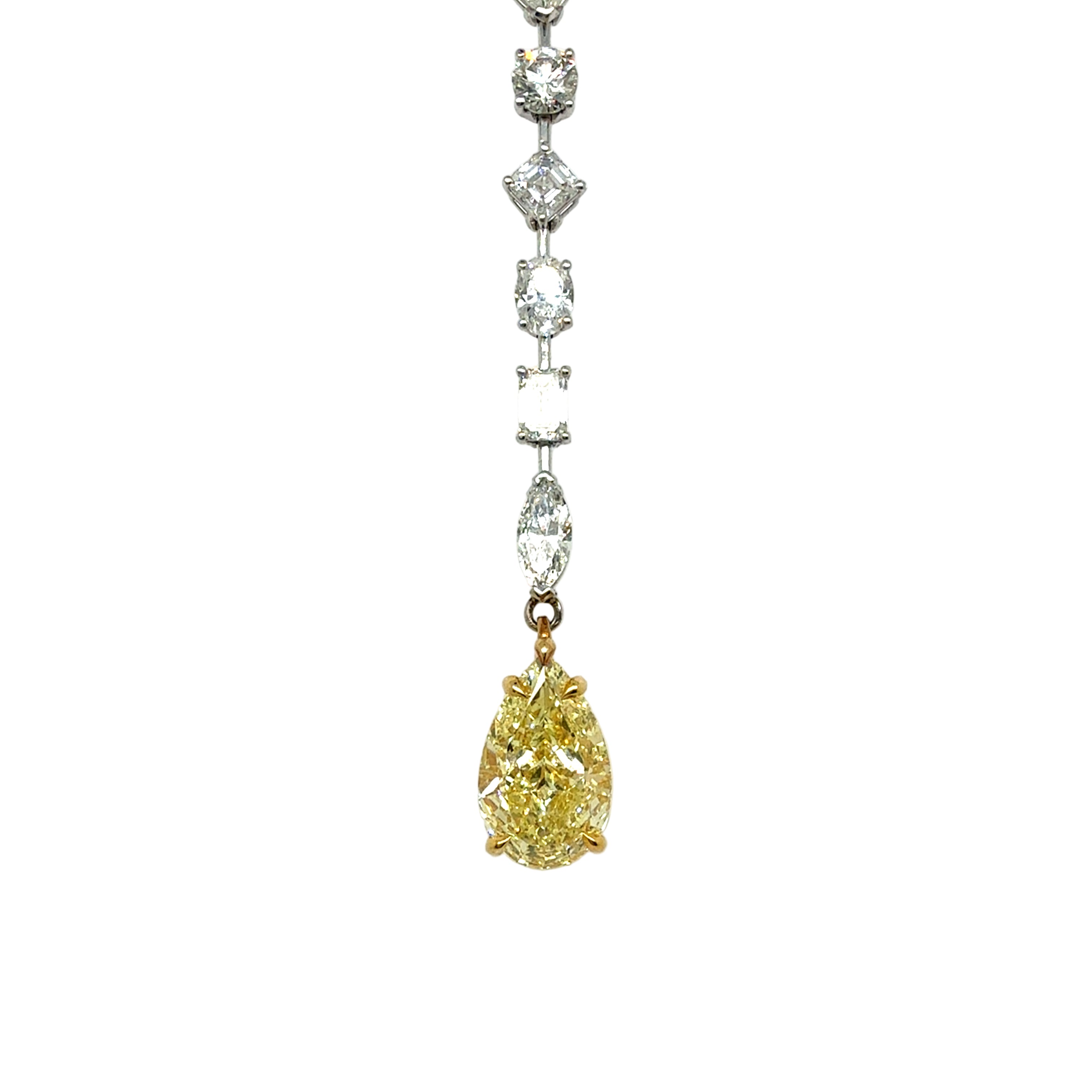 18K White & Yellow Gold Fancy Yellow and White Diamond Bar Necklace - Jackson Hole Jewelry Company