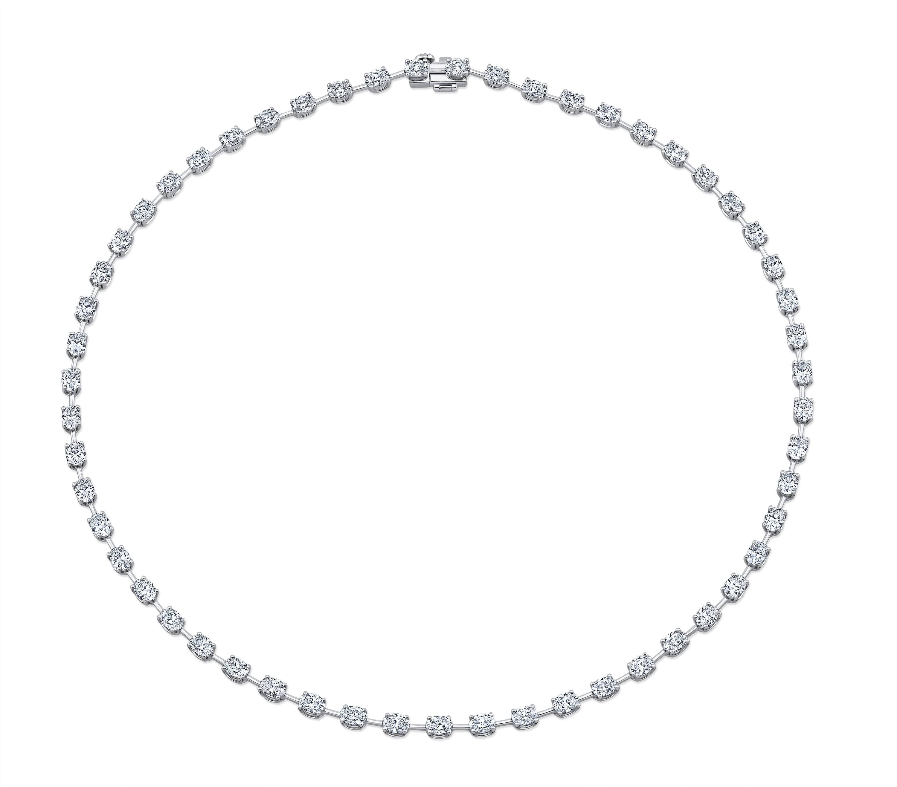 Oval Diamond Bar Necklace in 18K White Gold - Jackson Hole Jewelry Company
