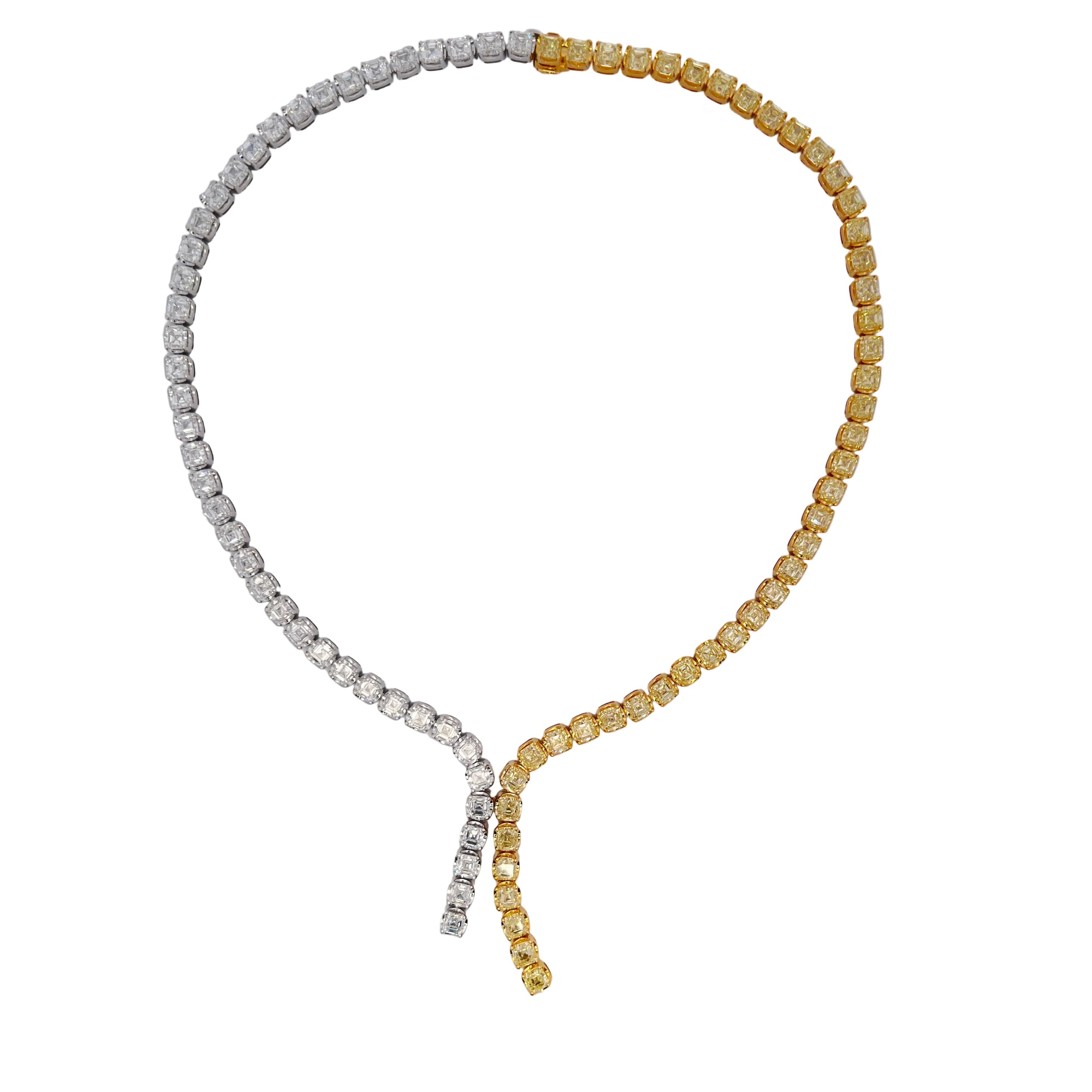 Fancy Yellow Diamond Lariat Necklace in 18K Yellow and White Gold 29.75 Cttw - Jackson Hole Jewelry Company