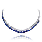 Picchiotti - Oval Blue Sapphire and Round Diamond Necklace in 18K White Gold - Jackson Hole Jewelry Company