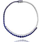 Picchiotti - Oval Blue Sapphire and Round Diamond Necklace in 18K White Gold - Jackson Hole Jewelry Company