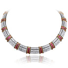 Picchiotti - White Diamond and Buff Topped Ruby Necklace in 18K White & Yellow Gold - Jackson Hole Jewelry Company