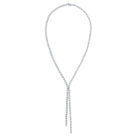 “Y” Half-Way Round &amp; Pear Shape Diamond Necklace in 18K White Gold - Jackson Hole Jewelry Company