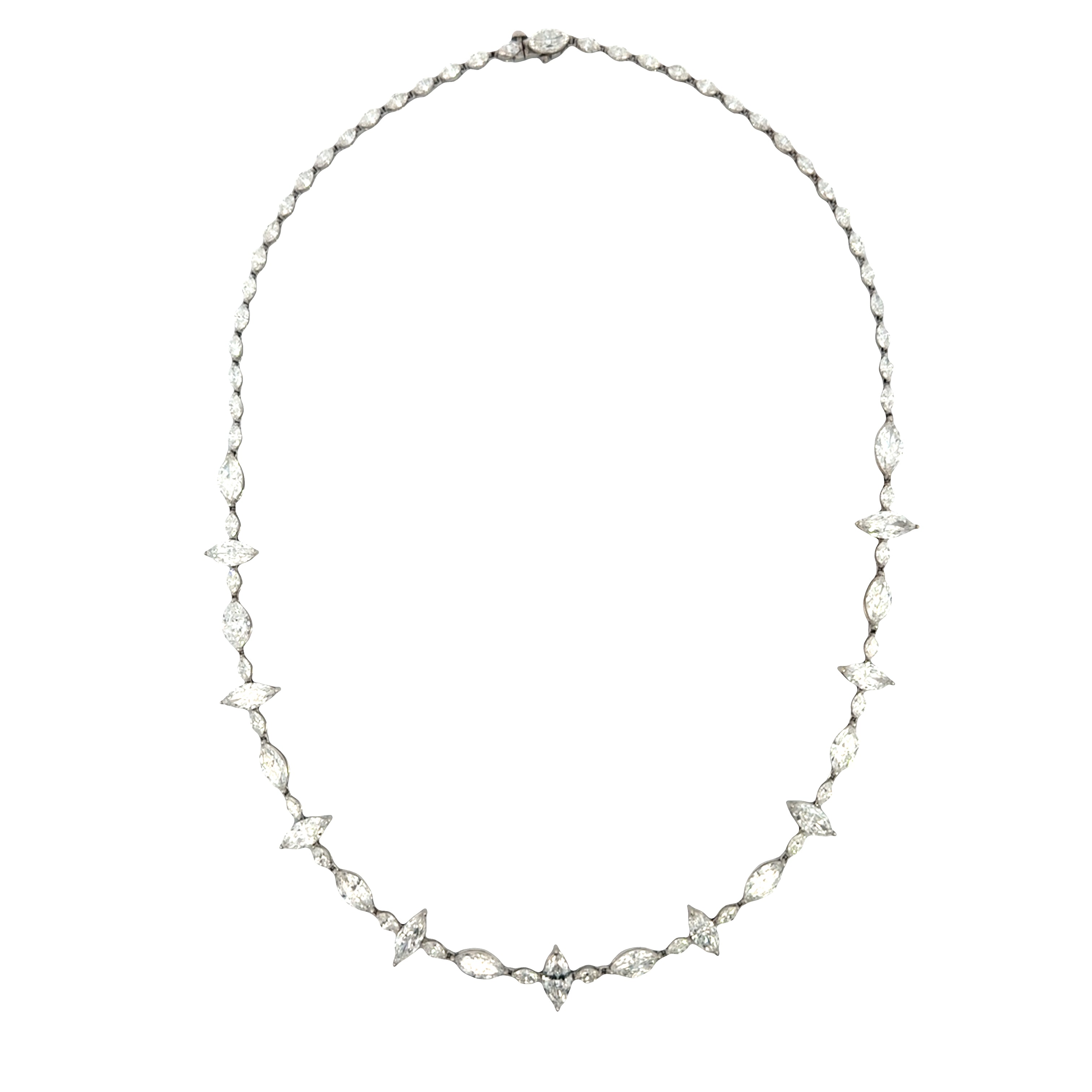 18K WHITE GOLD MARQUISE CUT DIAMONDS Necklace 15.95ctw 16.5" - Jackson Hole Jewelry Company