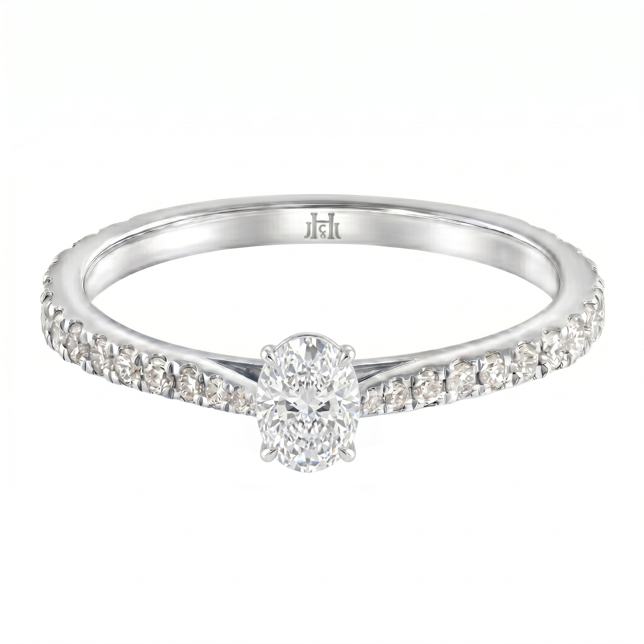 Le PeTeton Oval Cut Diamond Engagement Ring with Pavé Set in 18K Gold - Jackson Hole Jewelry Company