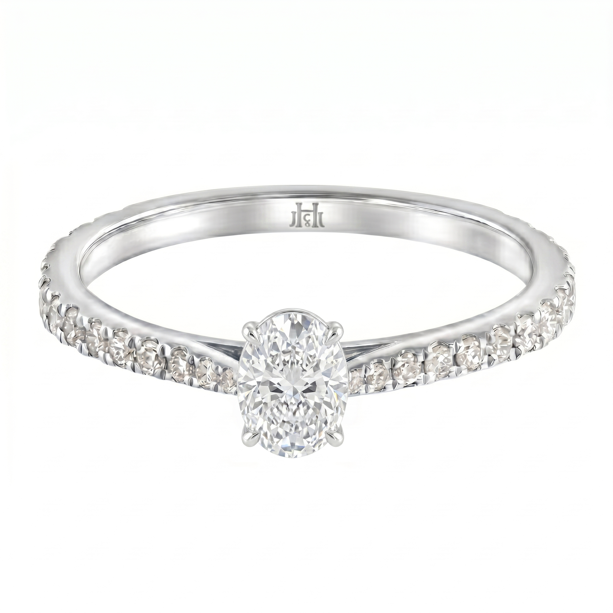 Le PeTeton Oval Cut Diamond Engagement Ring with Pavé Set in 18K Gold - Jackson Hole Jewelry Company