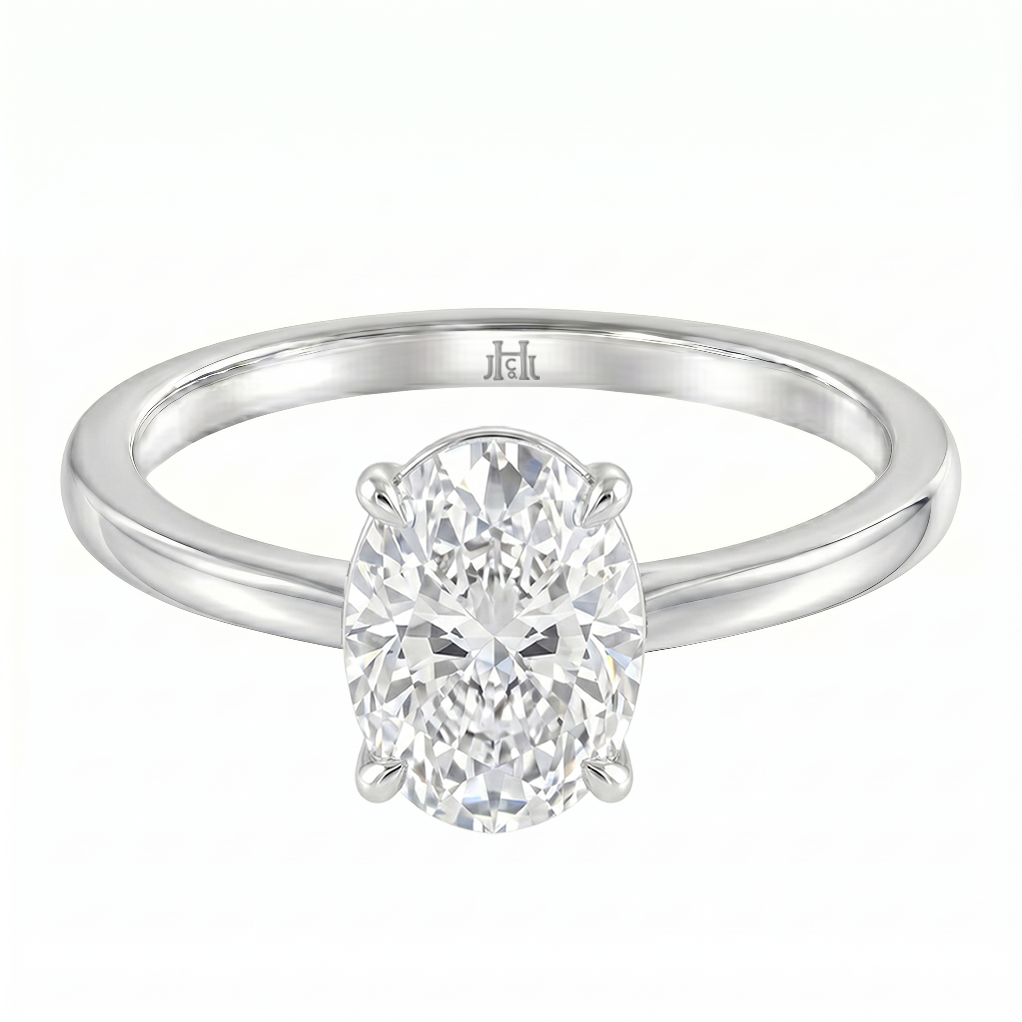 Le Grande Teton Oval Cut Diamond Solitaire Engagement Ring with Pavé Set in 18K Gold - Jackson Hole Jewelry Company